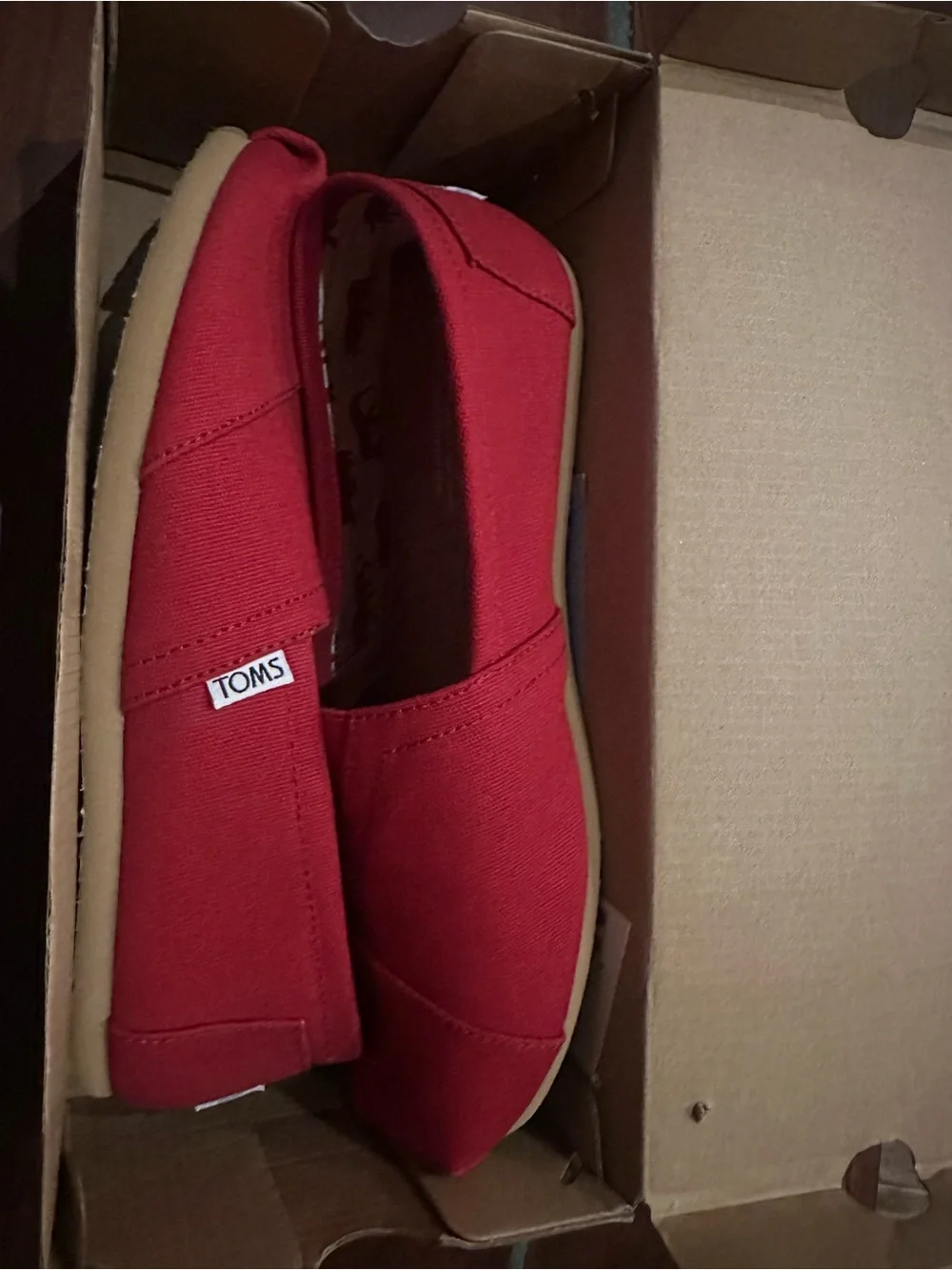 NEW Toms Men's 8 (eu 40.5) unisex Red Canvas Slip-On Loafers